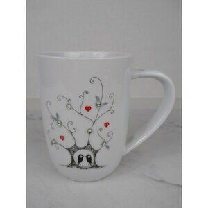 Rhinestone Birds in Tree BELLA LUX CERAMIC COFFEE MUG CUP